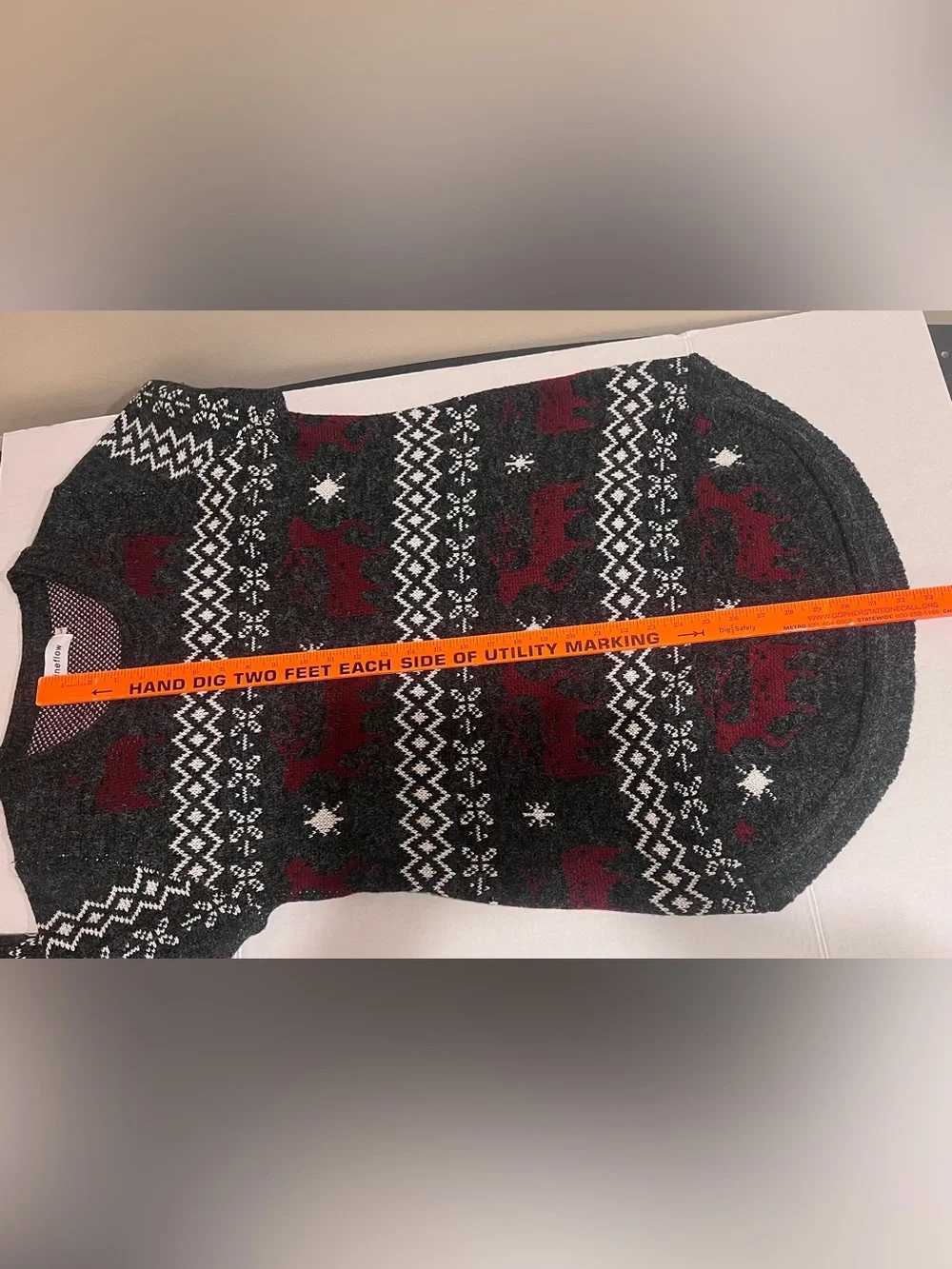 Shineflow Nordic Fair Isle Reindeer Knit Soft Tunic Sweater Winter Cabincore L